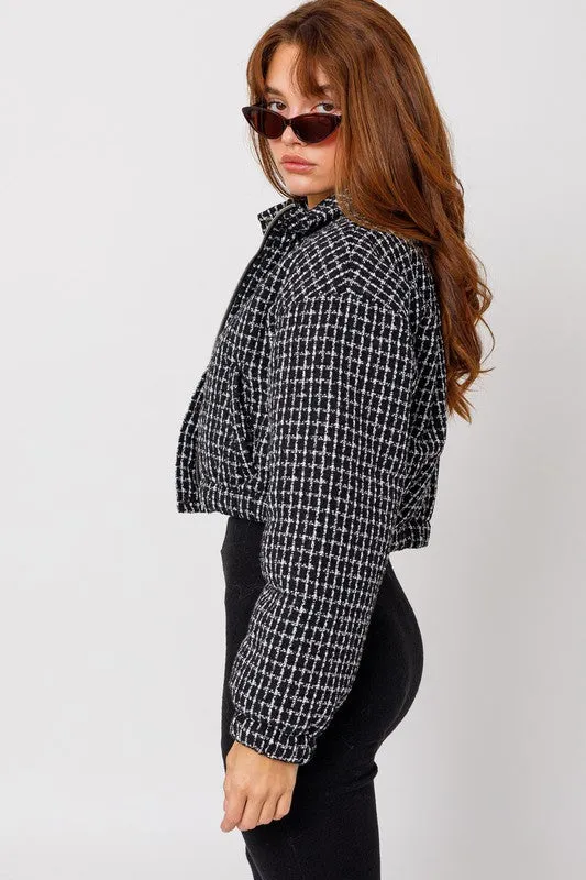 TEEK - Tweed Crop Puffer Jacket