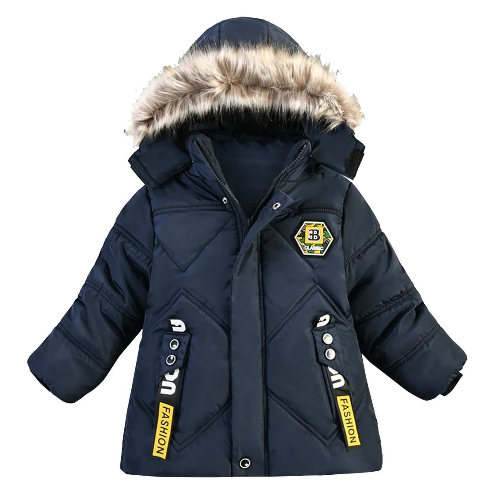 Toddler winter Letter Print Coats Boys Jacket Warm Hooded outerwear