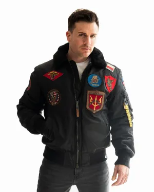 TOP GUN® OFFICIAL B-15 MEN'S FLIGHT BOMBER JACKET WITH PATCHES