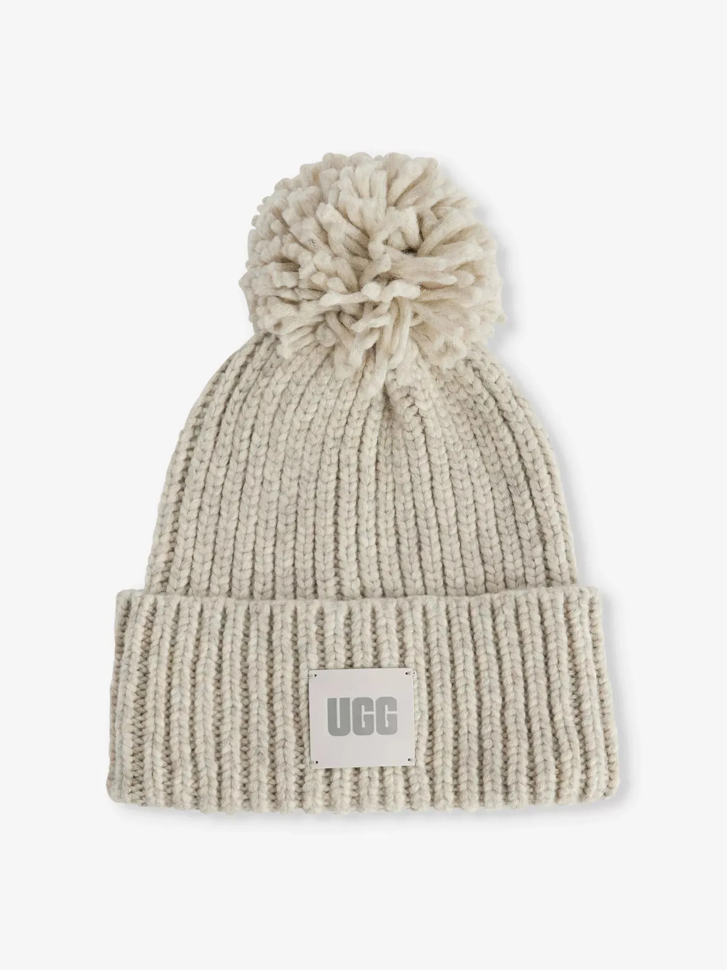 Ugg Boots Accessories Chunky Rib Knit Pom Beanie Light Grey