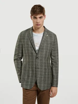 Unstructured Checks Linen Blazer