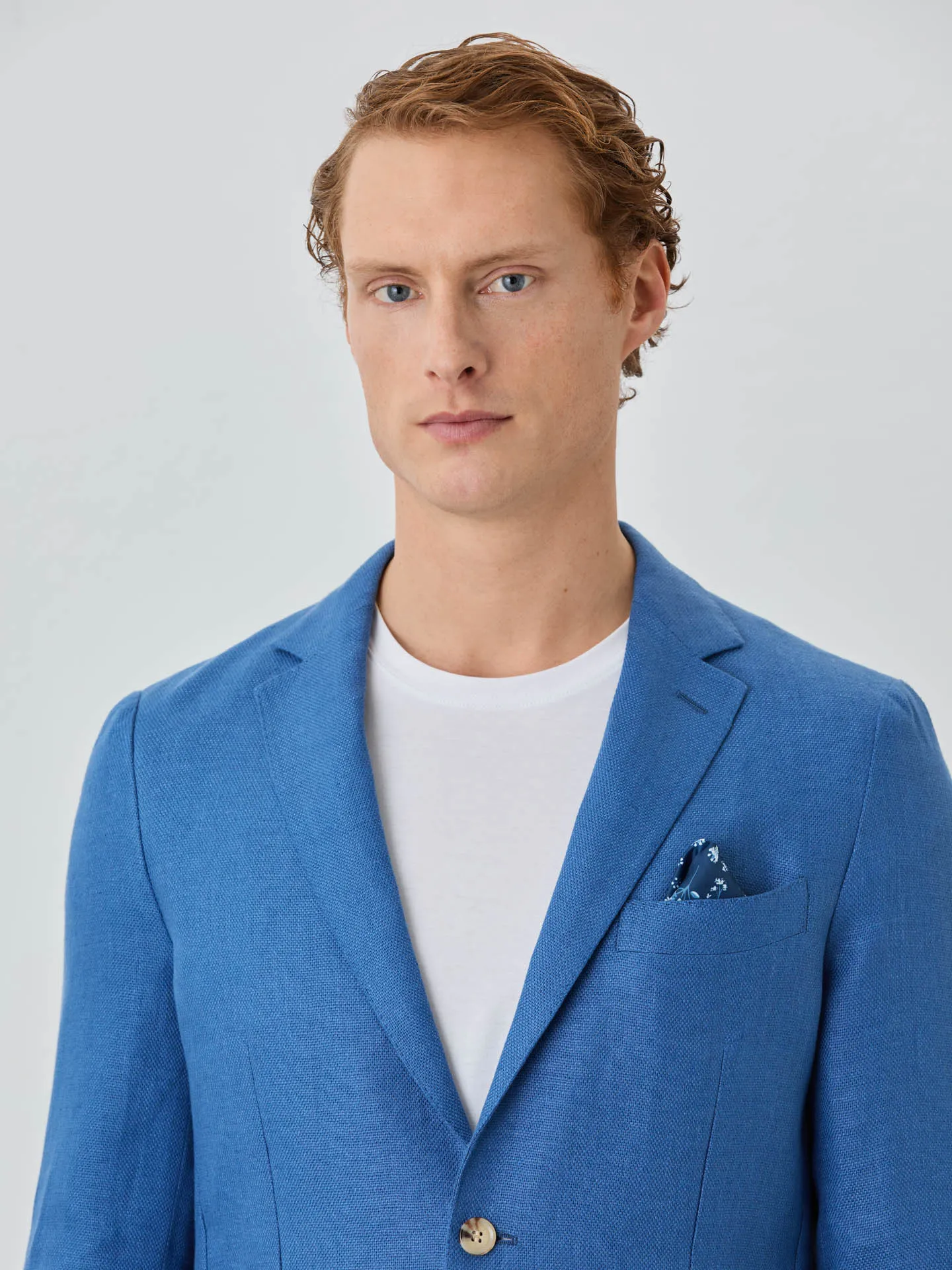 Unstructured Hopsack Blazer With Patch Pockets In Linen