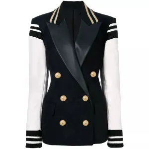 Varsity Sleeve Double Breasted Blazer