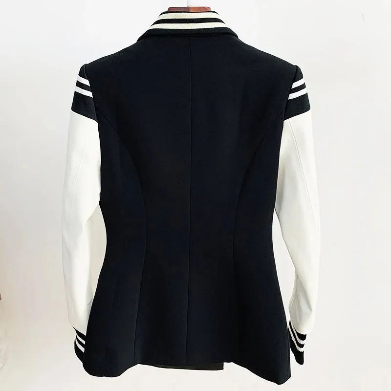 Varsity Sleeve Double Breasted Blazer