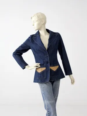 Authentic 1970s Gotcha Covered Up Vintage Denim Blazer