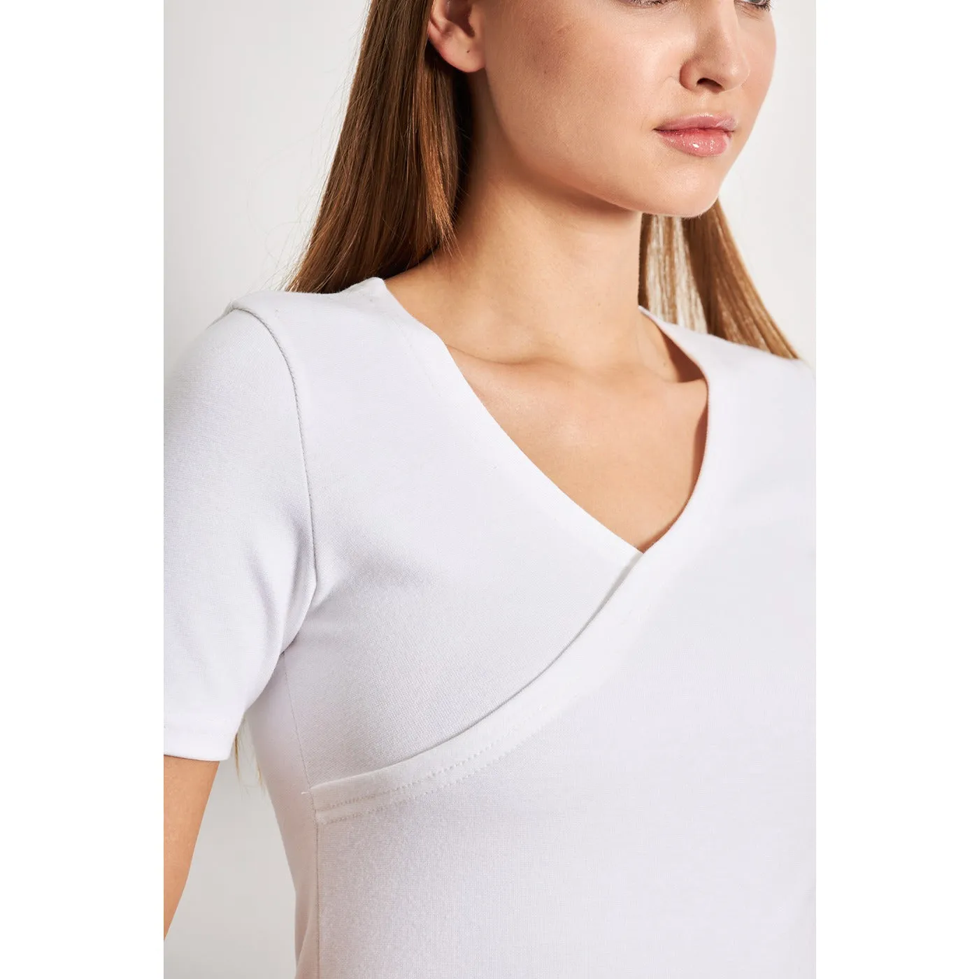 White Double Breasted Knit Top