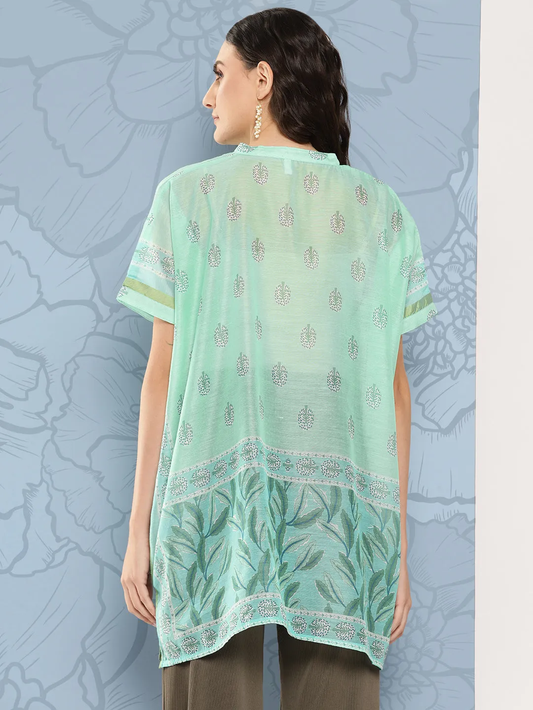 Women Green Chanderi Cotton Top