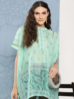 Women Green Chanderi Cotton Top