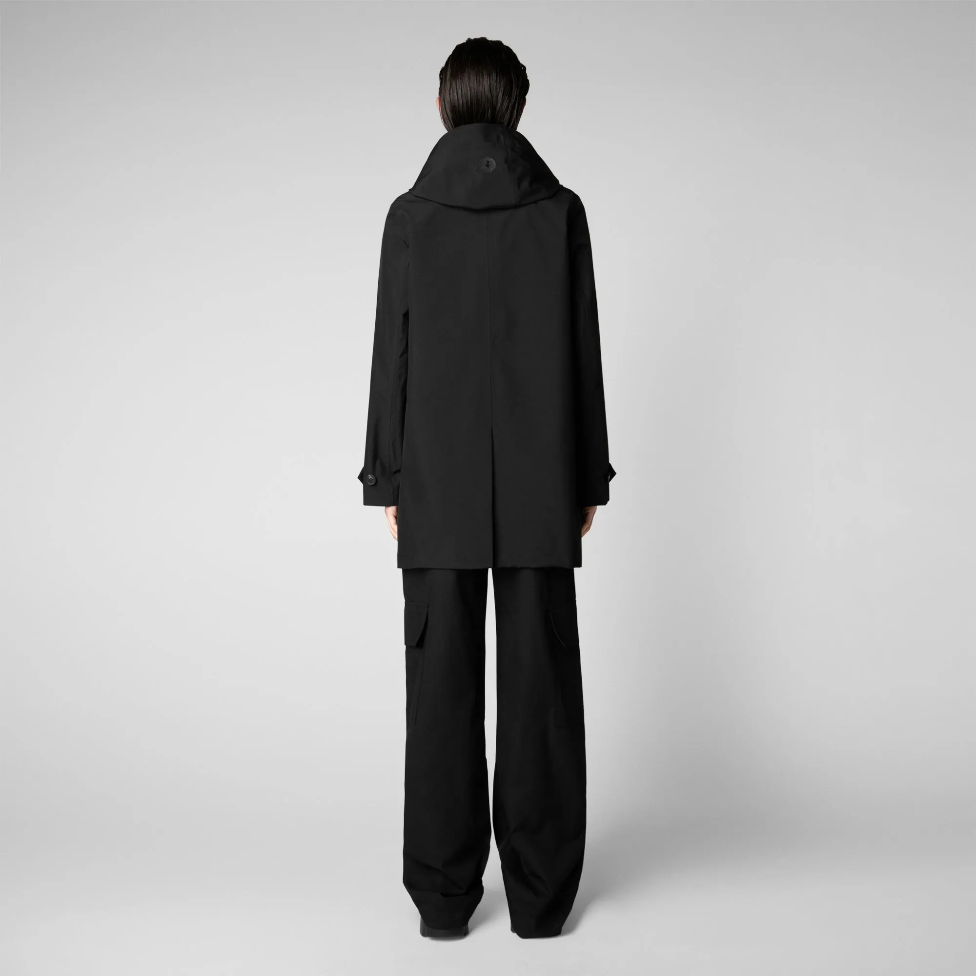 Women's April Hooded Raincoat in Black