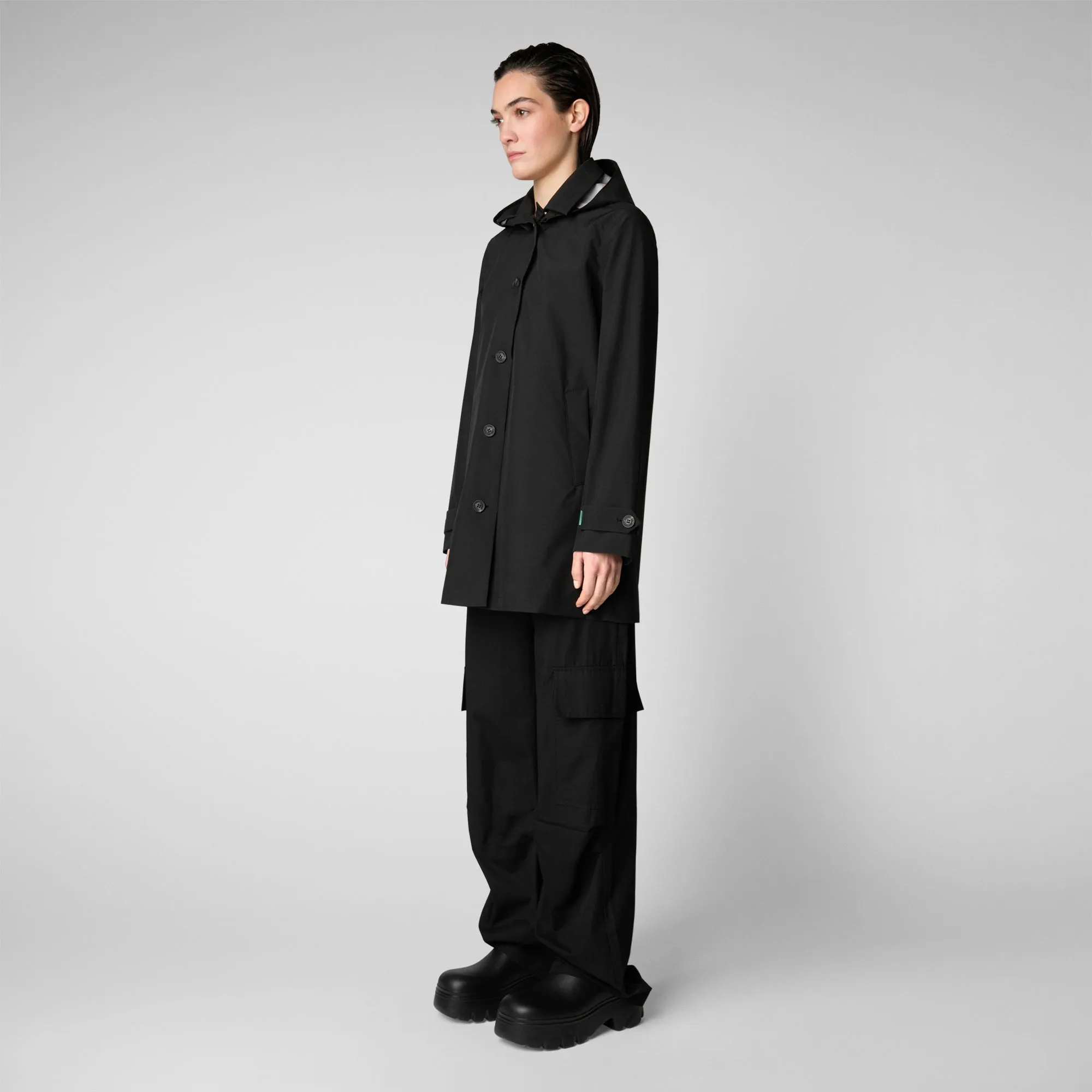 Women's April Hooded Raincoat in Black