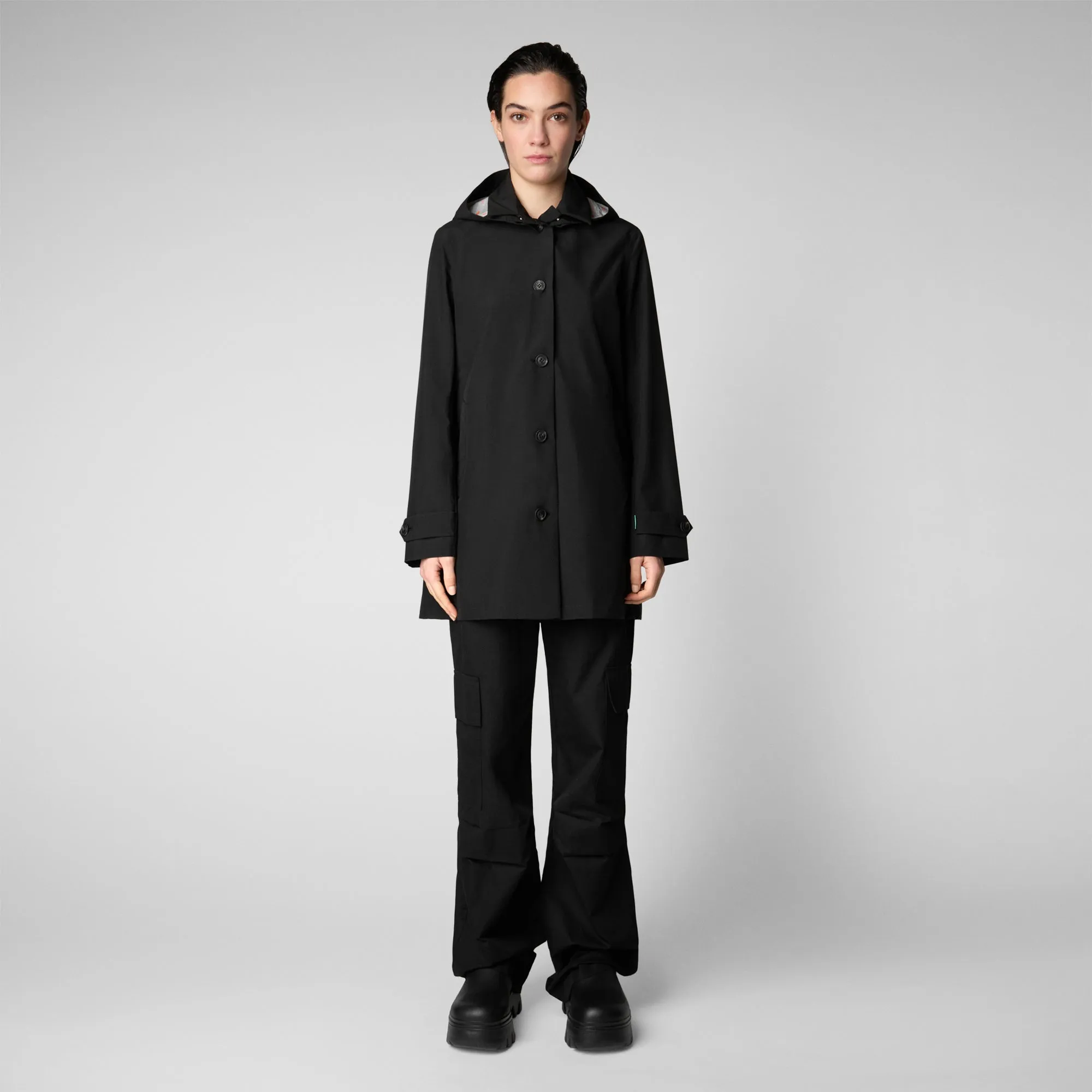 Women's April Hooded Raincoat in Black